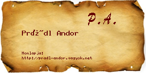 Prádl Andor névjegykártya